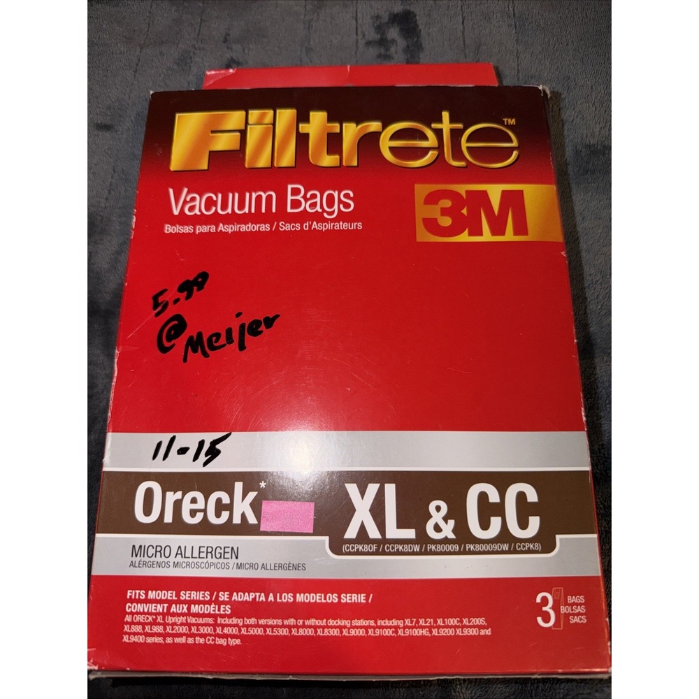 Filtrete Compatible for Oreck XL & CC Allergen Vacuum Bag (3-Pack) 68710A  @51